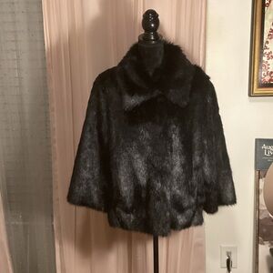 Dennis Basso Black Faux Fur Jacket